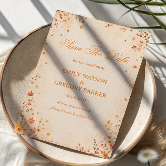 Rustieke Botanische Elegante Herfst Save The Date