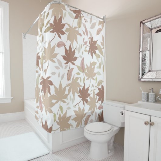 Rustieke Botanische esdoorn bladeren Patroon Herfs Douchegordijn (In situ)