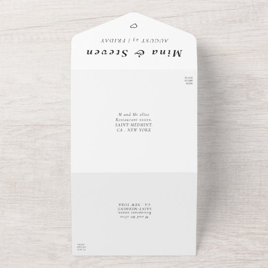 Rustieke Botanische eucalyptus bruiloft All In One Uitnodiging (Buitenkant)