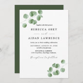 Rustieke botanische eucalyptus groen bruiloft kaart (Voorkant / Achterkant)