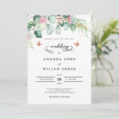 Rustieke Botanische Eucalyptus groen foto bruiloft Kaart (Staand voorkant)
