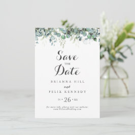 Rustieke botanische eucalyptus groen Huwelijk Save The Date