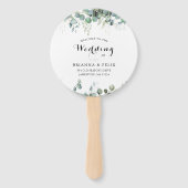 Rustieke Botanische Eucalyptus Groene Huwelijk Handwaaier (Voorkant)
