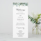 Rustieke Botanische Eucalyptus Groene Huwelijk Programmakaart (Staand voorkant)