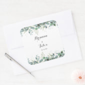 Rustieke Botanische Eucalyptus Groene Huwelijk Vierkante Sticker (Envelop)