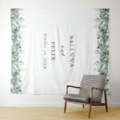 Rustieke Botanische Eucalyptus Groene Huwelijk Wandkleed (In Situ (horizontaal))