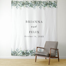 Rustieke Botanische Eucalyptus Groene Huwelijk Wandkleed