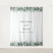 Rustieke Botanische Eucalyptus Groene Huwelijk Wandkleed (Voorkant)