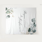 Rustieke Botanische Eucalyptus Groene Huwelijk Wandkleed (Voorkant (horizontaal))