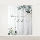 Rustieke Botanische Eucalyptus Groene Huwelijk Wandkleed (Voorkant)