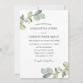 Rustieke Botanische Eucalyptus QR Code Bruiloft Kaart (Voorkant)