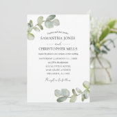 Rustieke Botanische Eucalyptus QR Code Bruiloft Kaart (Staand voorkant)