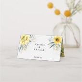 Rustieke botanische eucalyptus zonnebloem plaatskaartje (Achterkant)