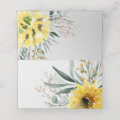 Rustieke botanische eucalyptus zonnebloem plaatskaartje (Binnenkant ongevouwen)