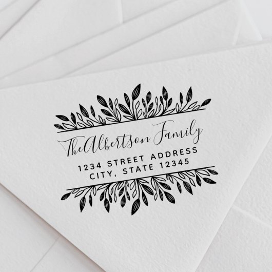 Rustieke Botanische Familienaam Retouradres Rubberstempel