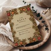 Rustieke botanische granaatappel bruiloft RSVP kaartje