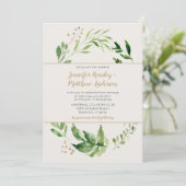 Rustieke Botanische Greenery Krans Ivoor Huwelijk Kaart (Staand voorkant)