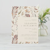 Rustieke Botanische Groen Aarde Boho Fall Wedding Kaart (Staand voorkant)