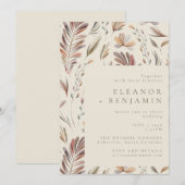 Rustieke Botanische Groen Aarde Boho Fall Wedding Kaart (Voorkant / Achterkant)