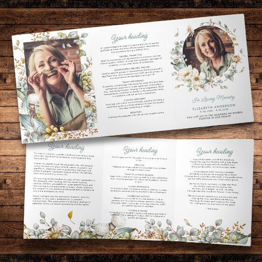 Rustieke botanische groen & bloemen liefdevolle he drieluik programma