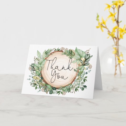 Rustieke botanische groen bos dank u kaart (Gele Bloem)