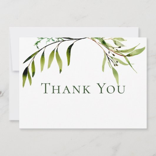 Rustieke botanische groen Bough bruiloft Bedankkaart (Voorkant)