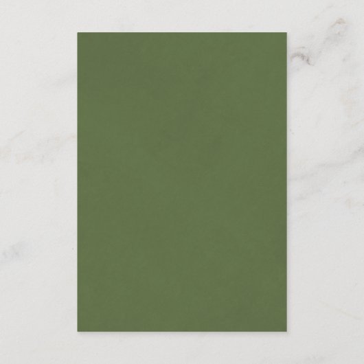 Rustieke botanische groen bug bruiloft details informatiekaartje (Achterkant)