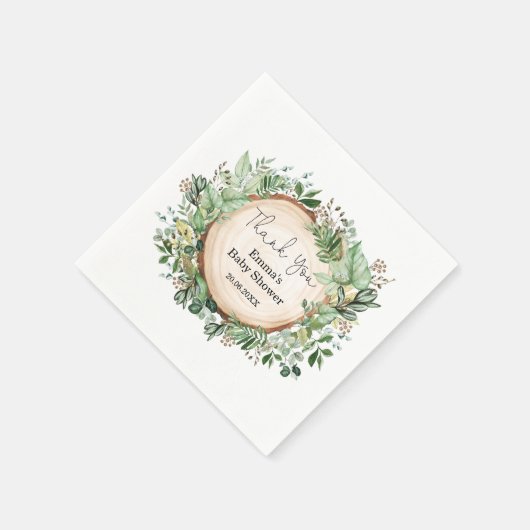 Rustieke Botanische Groene Baby Shower Neutraal Servet (Hoek)