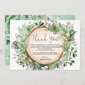 Rustieke botanische groene bruidsdouche bedankkaart (Voorkant / Achterkant)