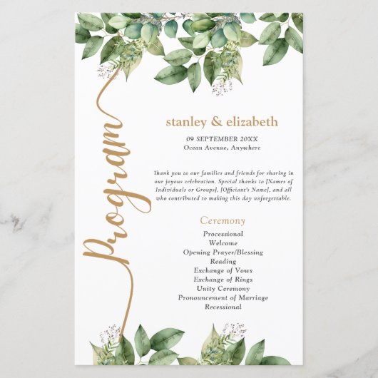 Rustieke Botanische Groene & Gouden Bladgroen Brui (Voorkant)