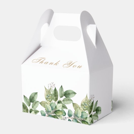 Rustieke Botanische Groene & Gouden Bladgroen Brui Bedankdoosjes (Achterkant)