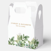 Rustieke Botanische Groene & Gouden Bladgroen Brui Bedankdoosjes (Geopend)