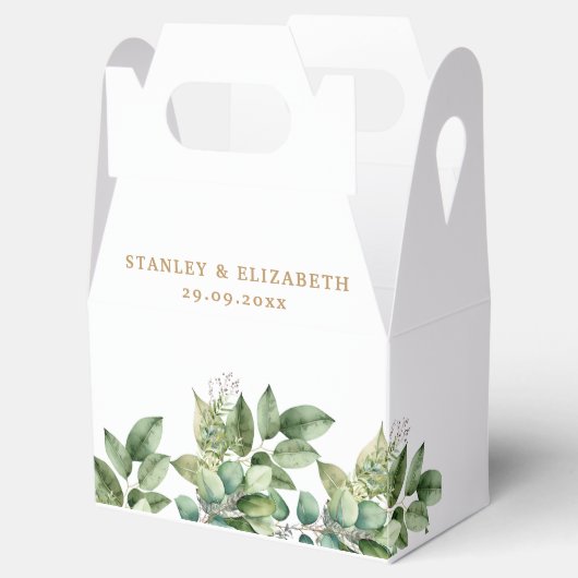 Rustieke Botanische Groene & Gouden Bladgroen Brui Bedankdoosjes (Geopend)