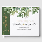 Rustieke Botanische Groene & Gouden Bladgroen Brui Gastenboek (Voorkant)