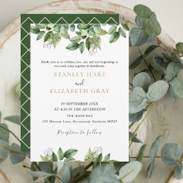 Rustieke Botanische Groene & Gouden Bladgroen Brui Kaart