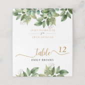 Rustieke Botanische Groene & Gouden Bladgroen Brui Plaatskaartje (Buitenkant ongevouwen)