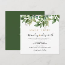 Rustieke botanische groene & gouden bruiloft