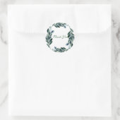 Rustieke Botanische Groene Waterverf bladeren Dank Ronde Sticker (Tas)