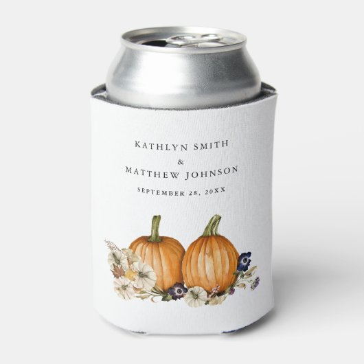 Rustieke Botanische herfst pompoen herfst bruiloft Blikjeskoeler (Blikje Voorkant)