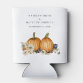 Rustieke Botanische herfst pompoen herfst bruiloft Blikjeskoeler (Achterkant)