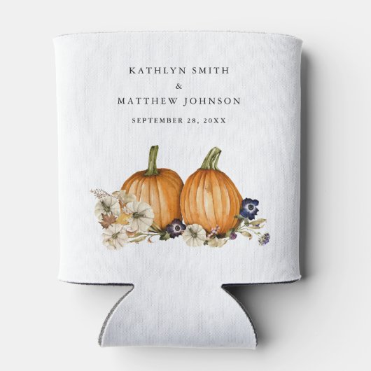 Rustieke Botanische herfst pompoen herfst bruiloft Blikjeskoeler (Achterkant)