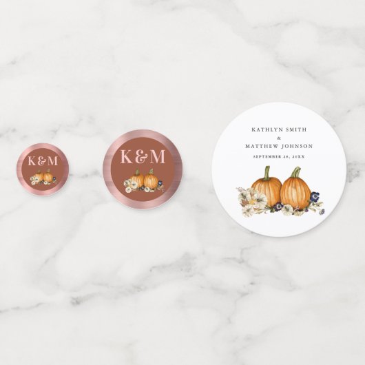 Rustieke Botanische herfst pompoen herfst bruiloft Confetti (Voorkanten)