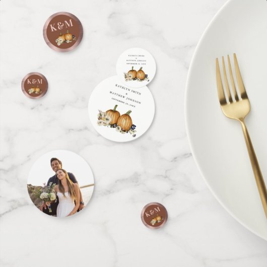 Rustieke Botanische herfst pompoen herfst bruiloft Confetti