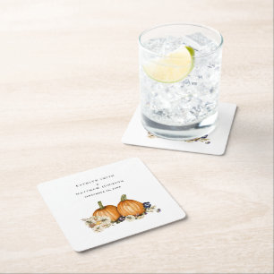 Rustieke Botanische herfst pompoen herfst bruiloft Kartonnen Onderzetters