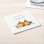 Rustieke Botanische herfst pompoen herfst bruiloft Kartonnen Onderzetters (Schuin)