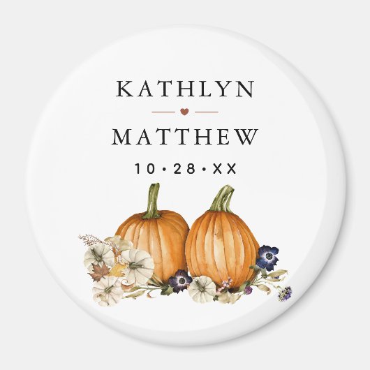 Rustieke Botanische herfst pompoen herfst bruiloft Magneet (Voorkant)