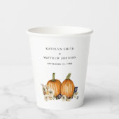 Rustieke Botanische herfst pompoen herfst bruiloft Papieren Bekers (Achterkant)