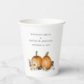 Rustieke Botanische herfst pompoen herfst bruiloft Papieren Bekers (Voorkant)