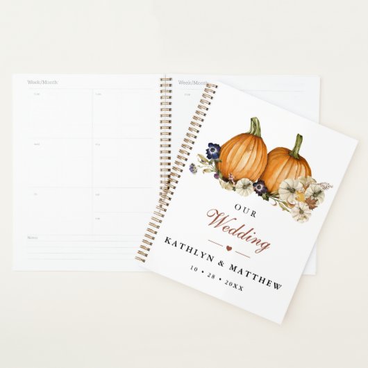 Rustieke Botanische herfst pompoen herfst bruiloft Planner (Display)