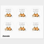 Rustieke Botanische herfst pompoen herfst bruiloft Ronde Sticker (Vel)